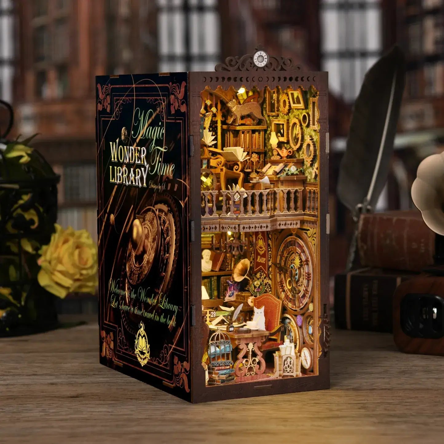 Wander Library - DIY Book Nook Kit,3D Wooden Puzzle
