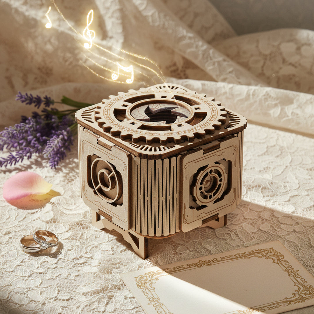 Love Ring Box Mechanical DIY Kit, 3D Wooden Music Box