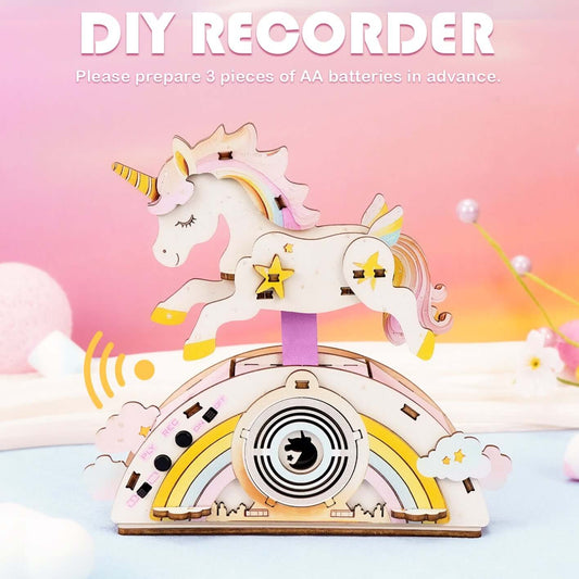 Strolling Unicorn - STEM Wooden DIY Recorder Kit for Kids
