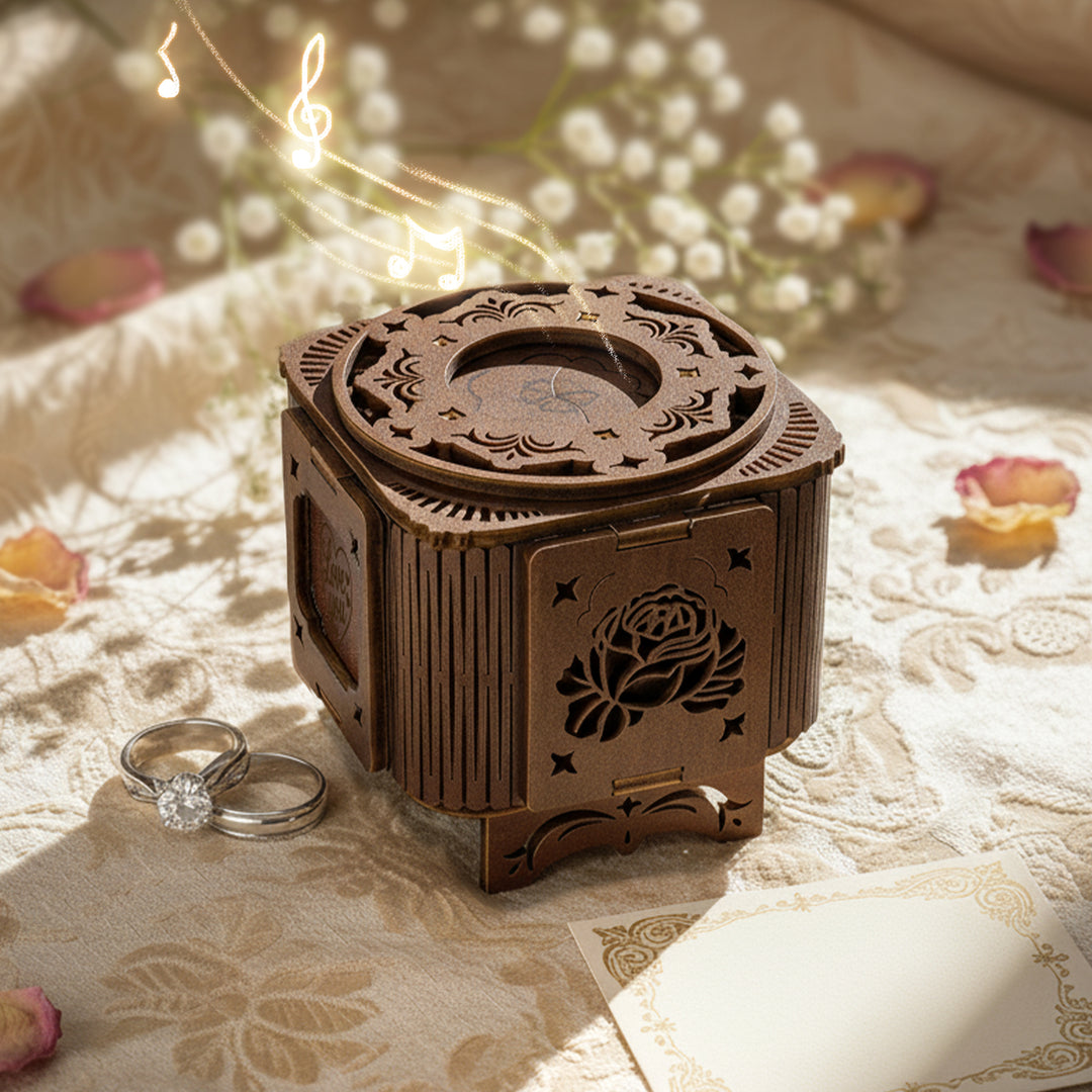 Love Ring Box Mechanical DIY Kit, 3D Wooden Music Box