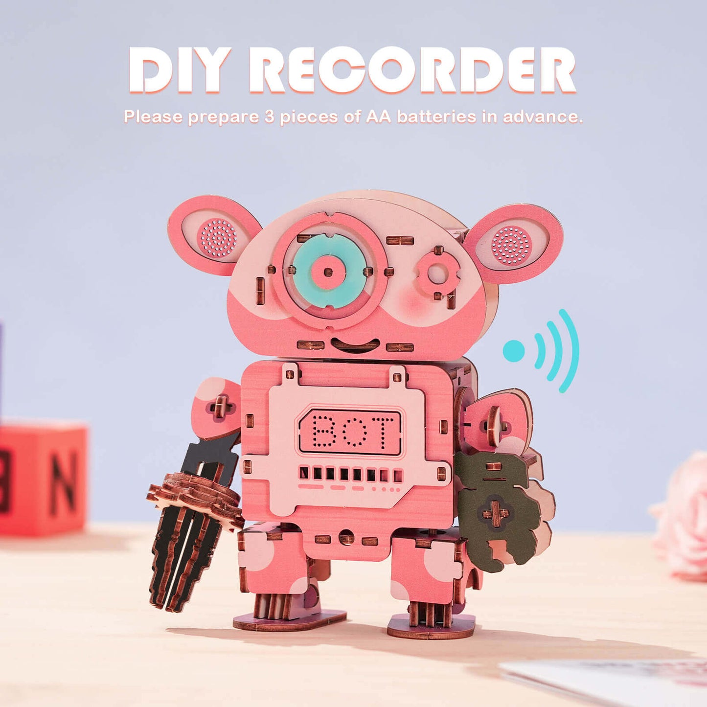 Benny Bear Robot - STEM Wooden DIY Recorder Kit for Kids