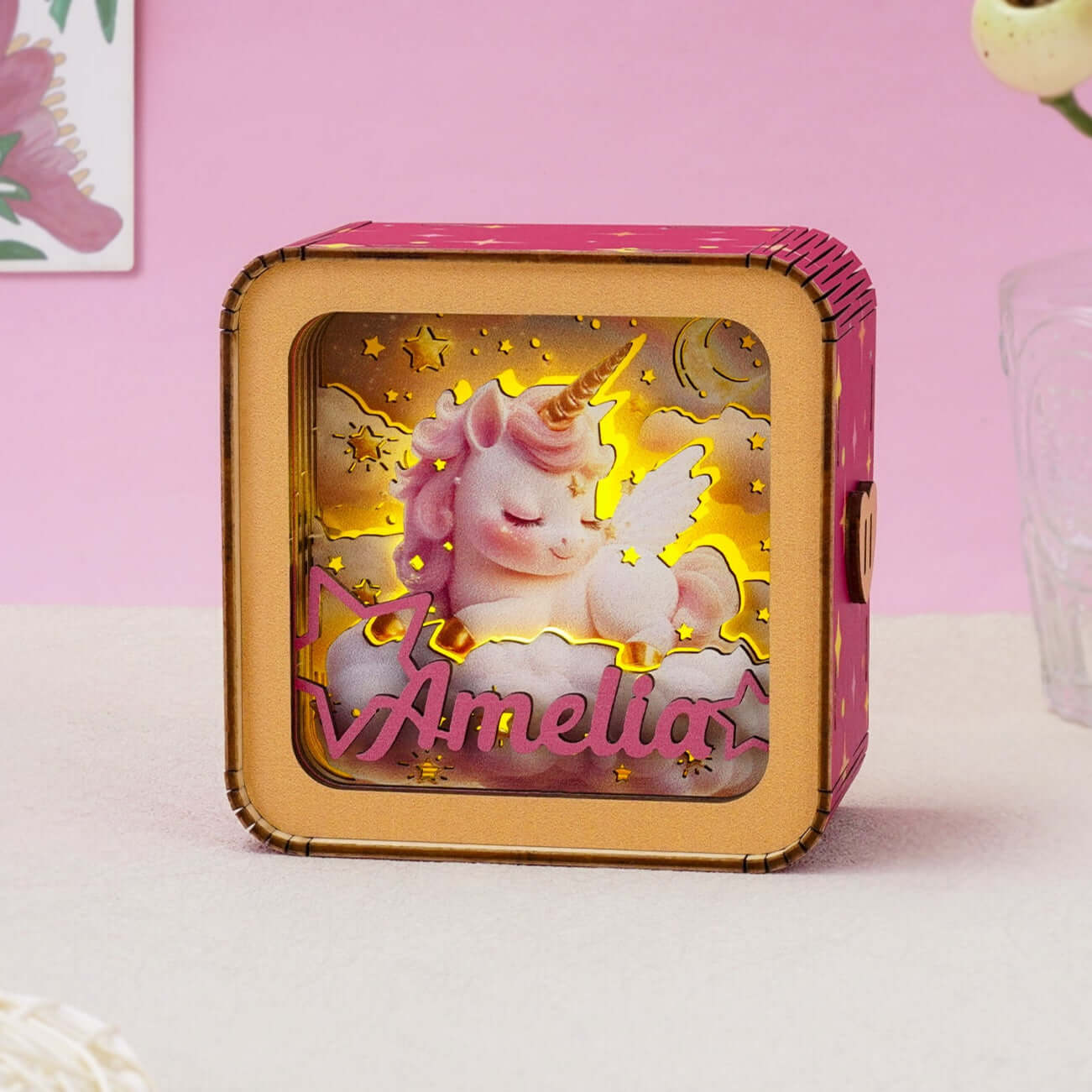 Sleeping Unicorn - Personalized 3D Wooden Puzzle Night Light Kit For Kids