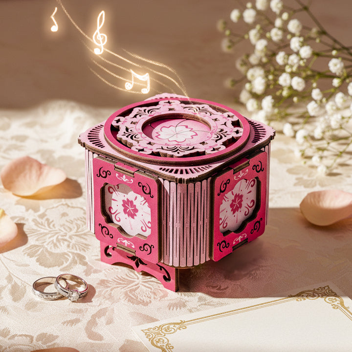 Love Ring Box Mechanical DIY Kit, 3D Wooden Music Box
