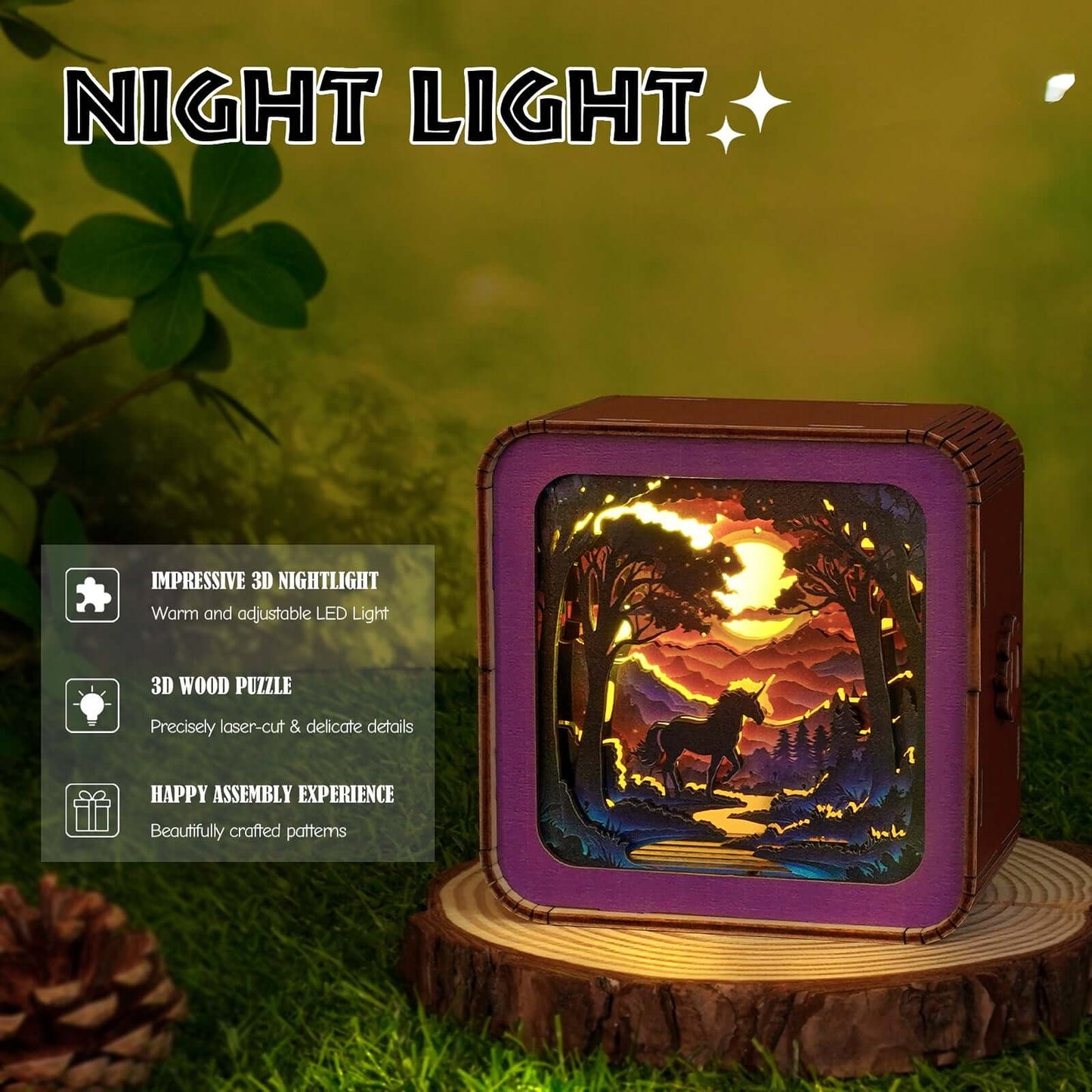 Voyager of the Starlit Forest - 3D Wooden Puzzle Night Light