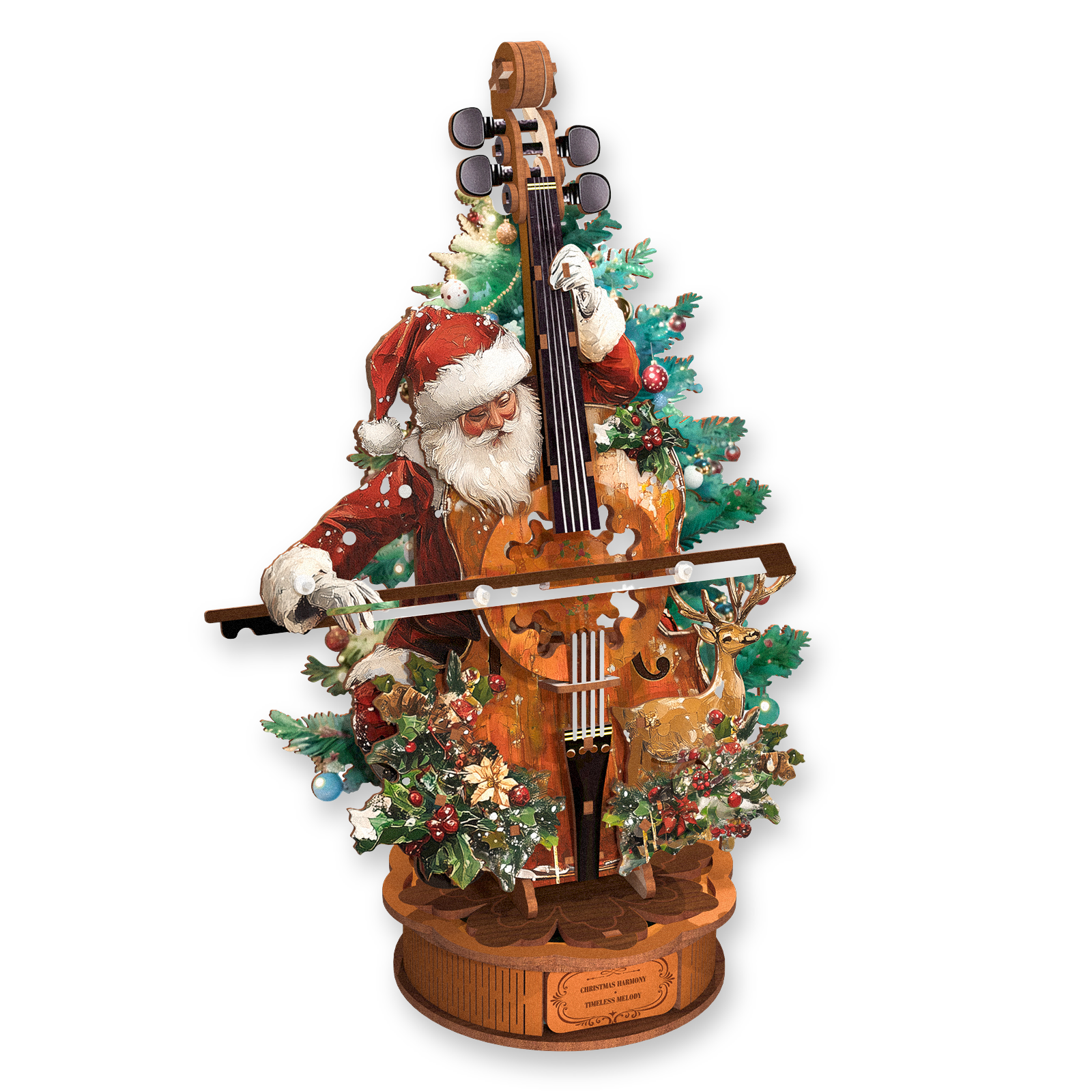 Christmas Concerto Cello Mechanical DIY Kit,3D Wooden Music Box