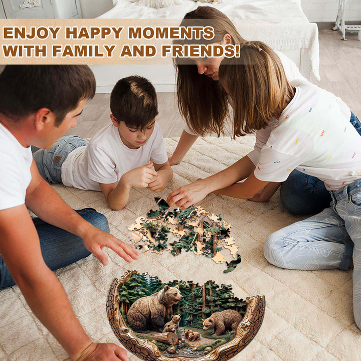 Forest Bear Family Wooden Jigsaw Puzzle