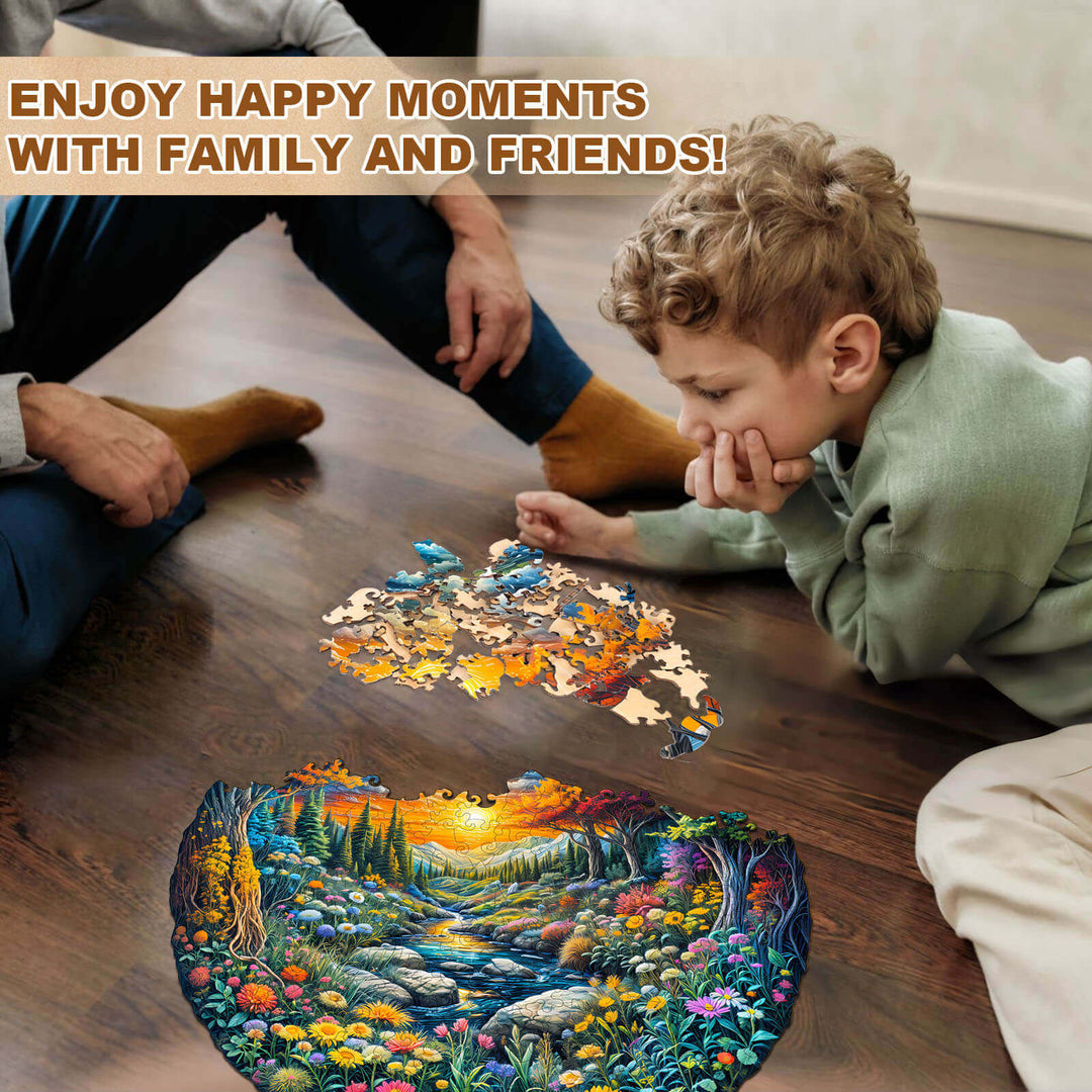 Sun and Moon Forest Wooden Jigsaw Puzzle