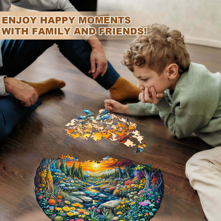 Sun and Moon Forest Wooden Jigsaw Puzzle