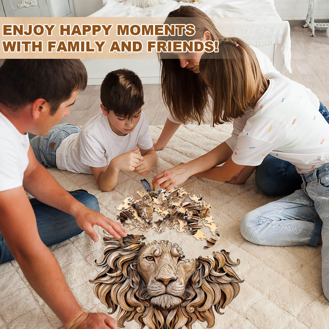 Woodcarved lion Wooden Jigsaw Puzzle