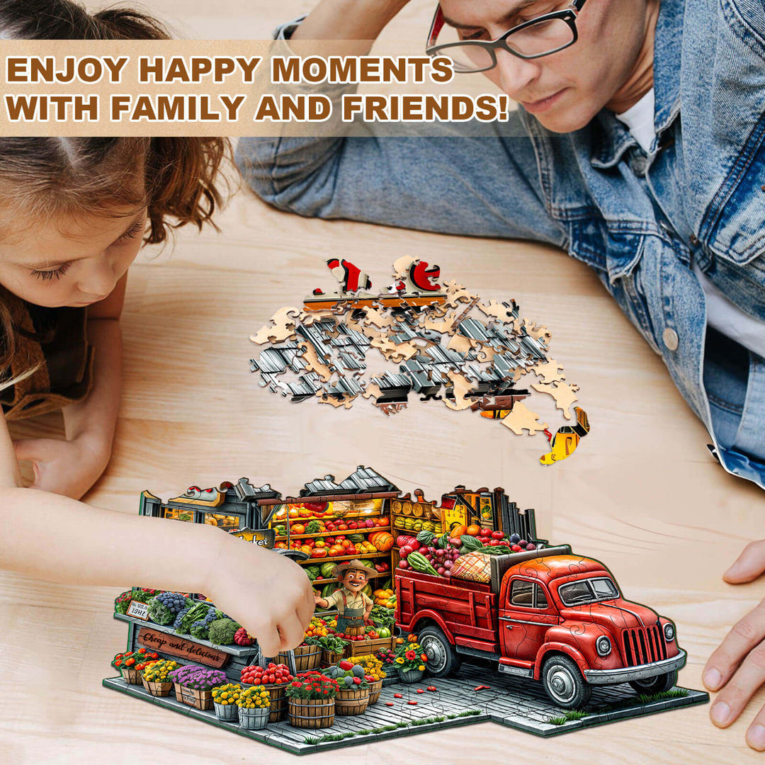 Farmers Market Wooden Jigsaw Puzzle