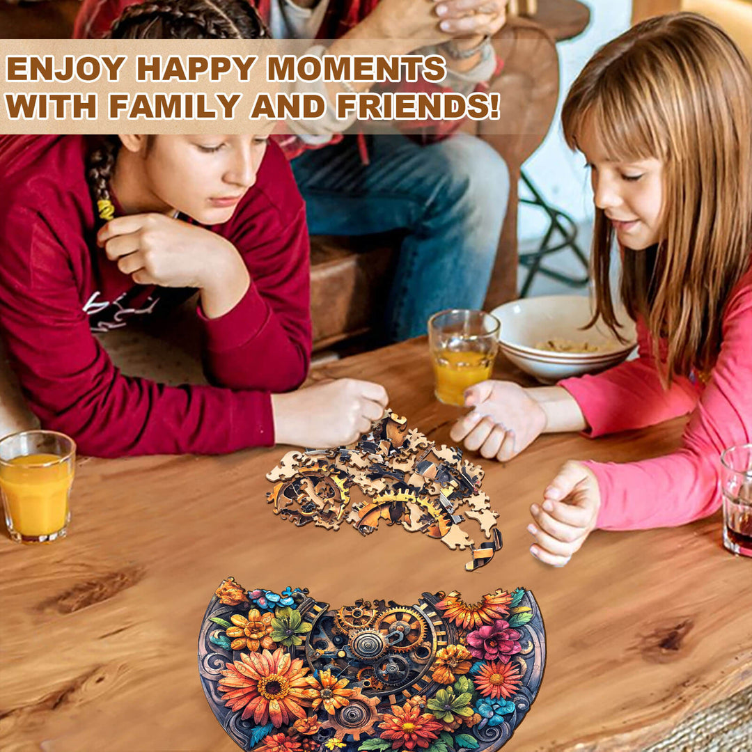 Machinery and flowers Wooden Jigsaw Puzzle
