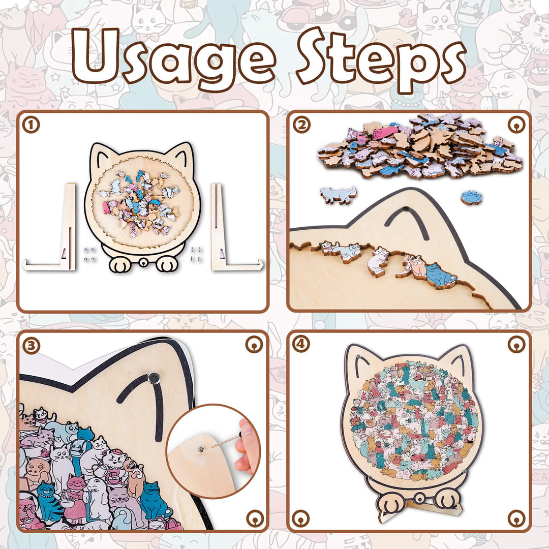 Colorful Cat/Dog Shaped Wooden Jigsaw Puzzle