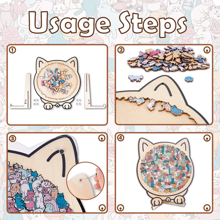 Colorful Cat/Dog Shaped Wooden Jigsaw Puzzle