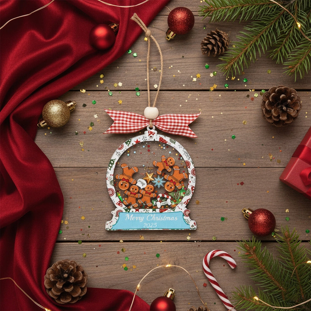 Christmas Snow Globe Ornament - Gingerbread Man