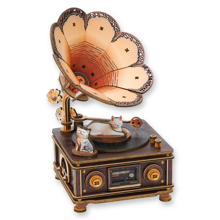 Bygone Days and the Cat Mechanical DlY Kit, 3D Wooden Music Box