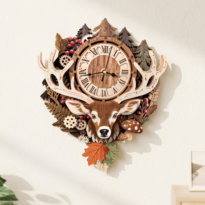Reindeer 3D Wooden Puzzle Clock, Gift  for DIY Lovers, Home Decor