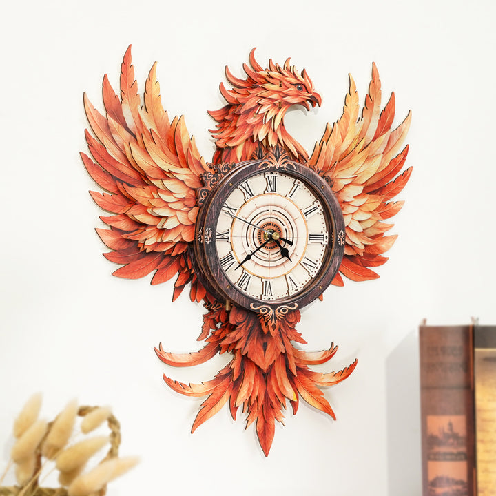 Fire Phoenix DIY Wooden Clock, 3D Puzzle Craft Kit