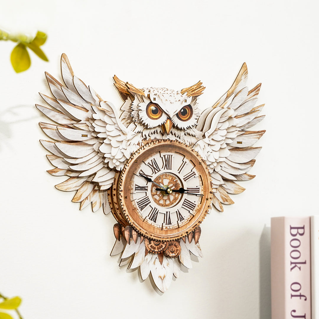 Snowy Owl DIY Wooden Clock, 3D Puzzle Craft Kit