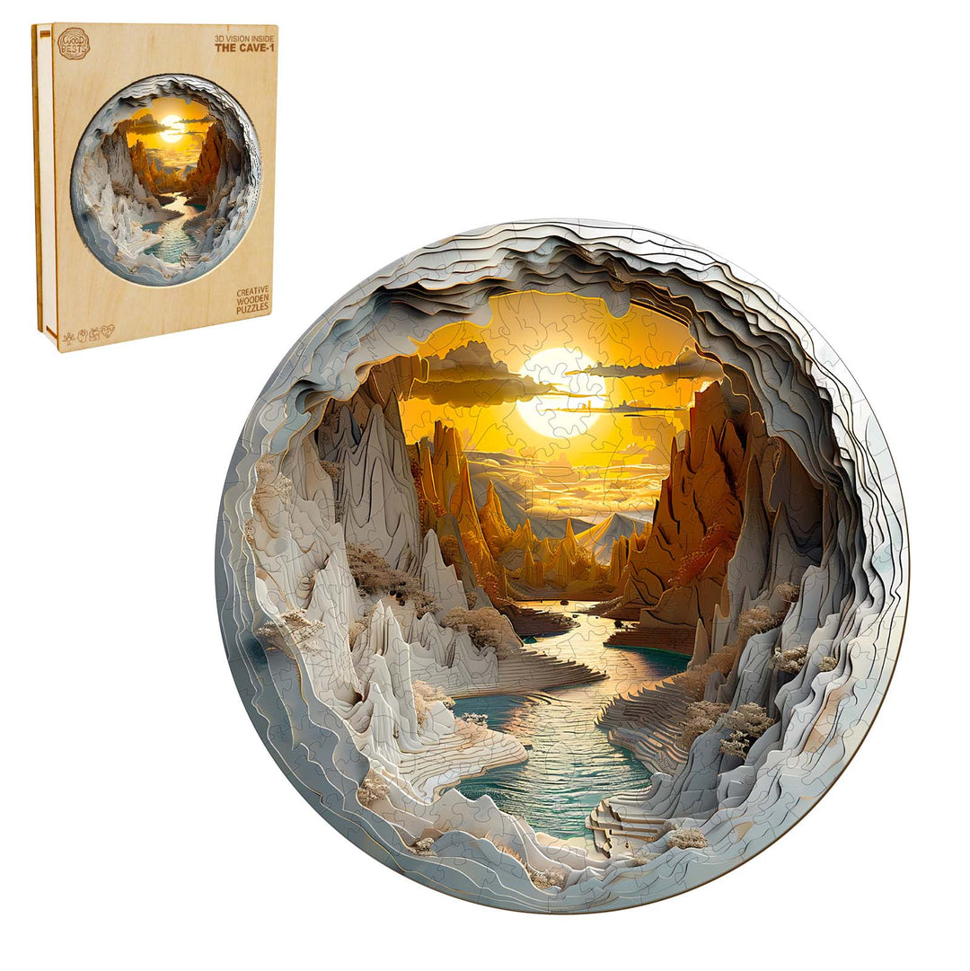 3D vision inside the cave-1 Wooden Jigsaw Puzzle