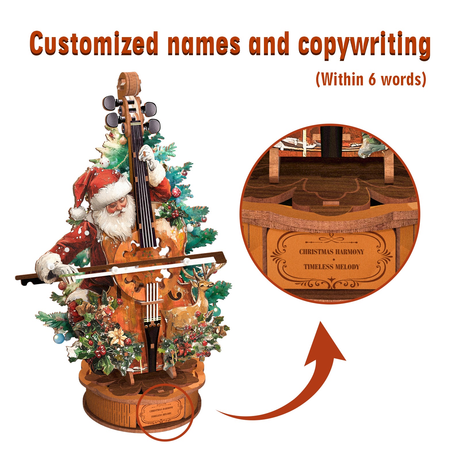 Christmas Concerto Cello Mechanical DIY Kit,3D Wooden Music Box