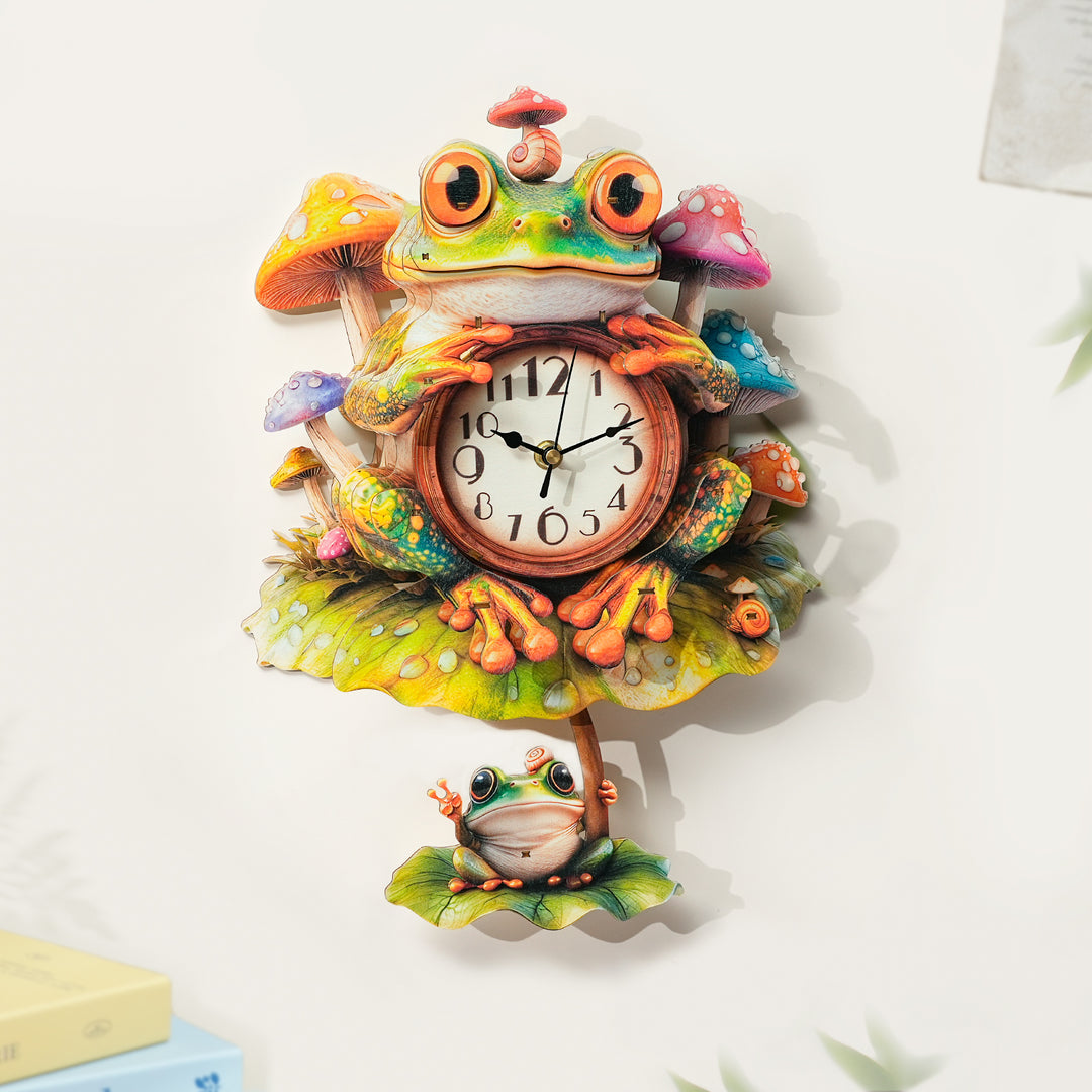 Forest Frog 3D Wooden Puzzle Clock, Gift  for DIY Lovers, Home Decor