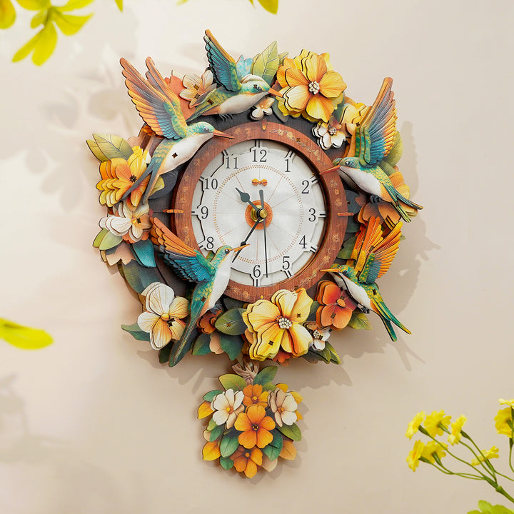 Garden Wingbeats DIY Wooden Clock, 3D Puzzle Craft Kit