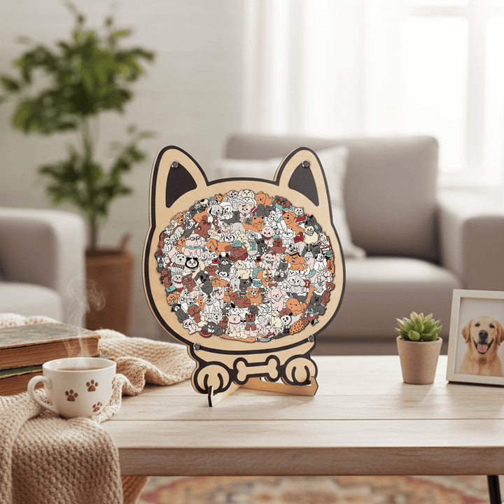 Colorful Cat/Dog Shaped Wooden Jigsaw Puzzle