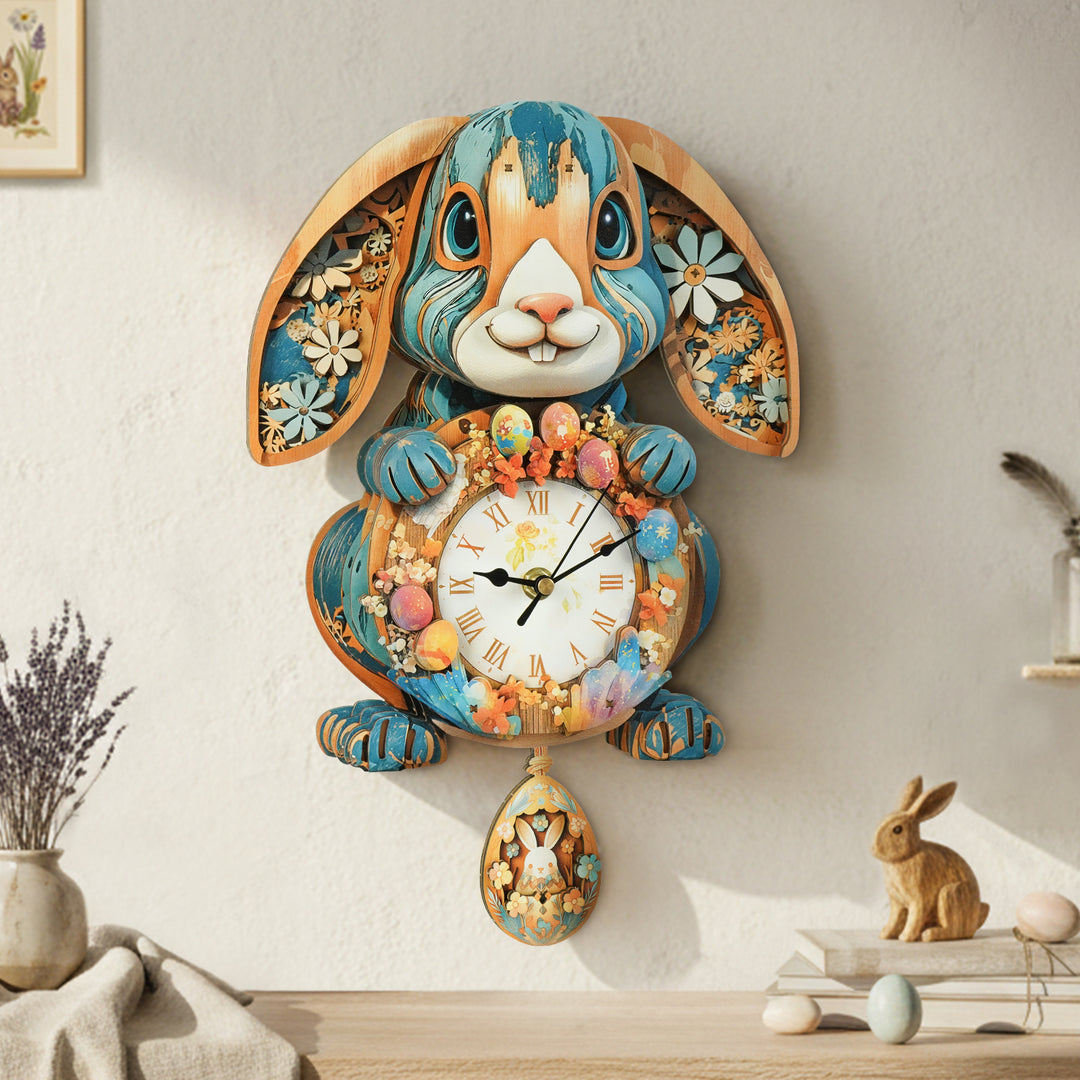 Easter Bunny 3D Wooden Puzzle Clock, Gift  for DIY Lovers, Home Decor
