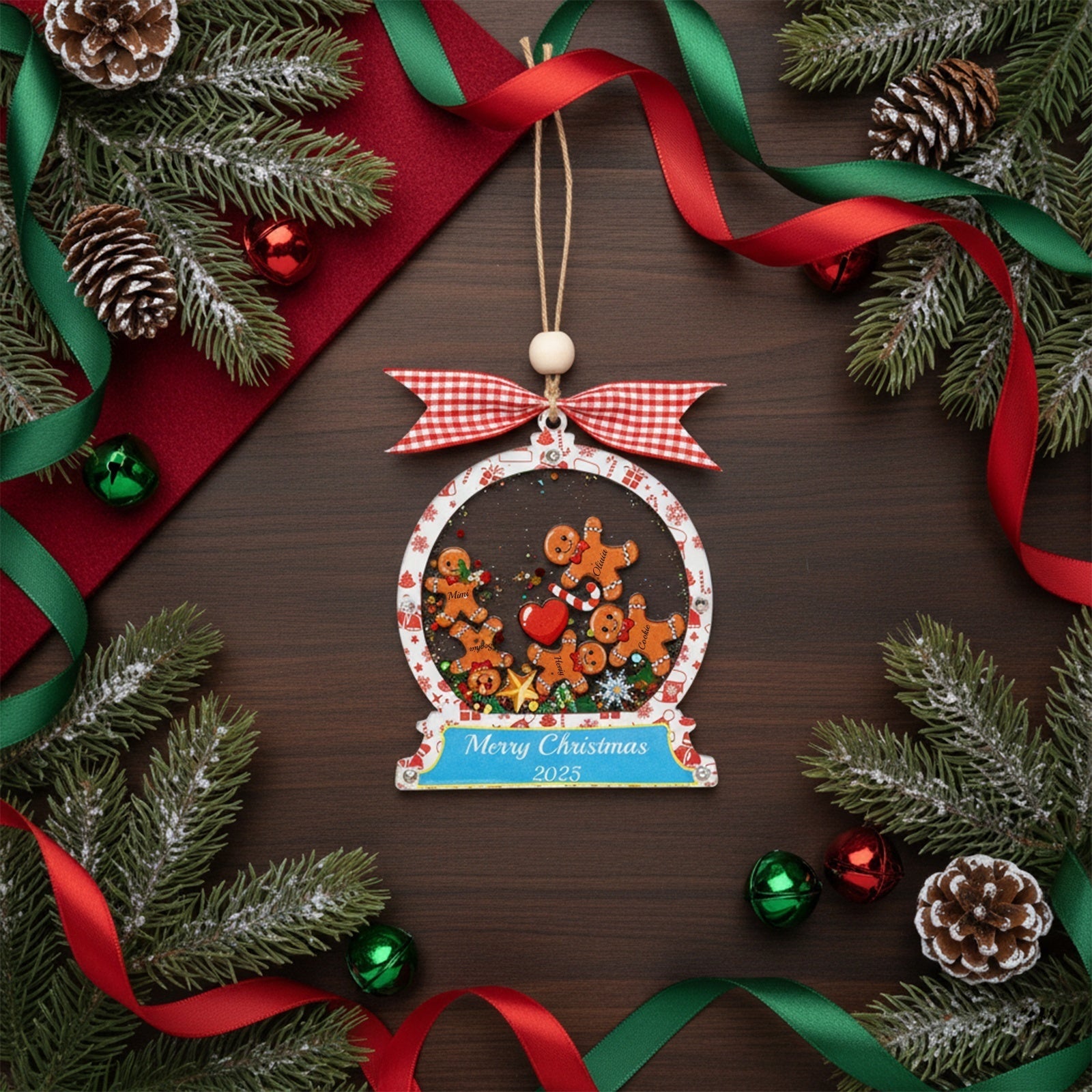 Christmas Snow Globe Ornament - Gingerbread Man