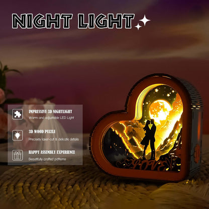 Lover in the Stars - 3D Wooden Puzzle Night Light