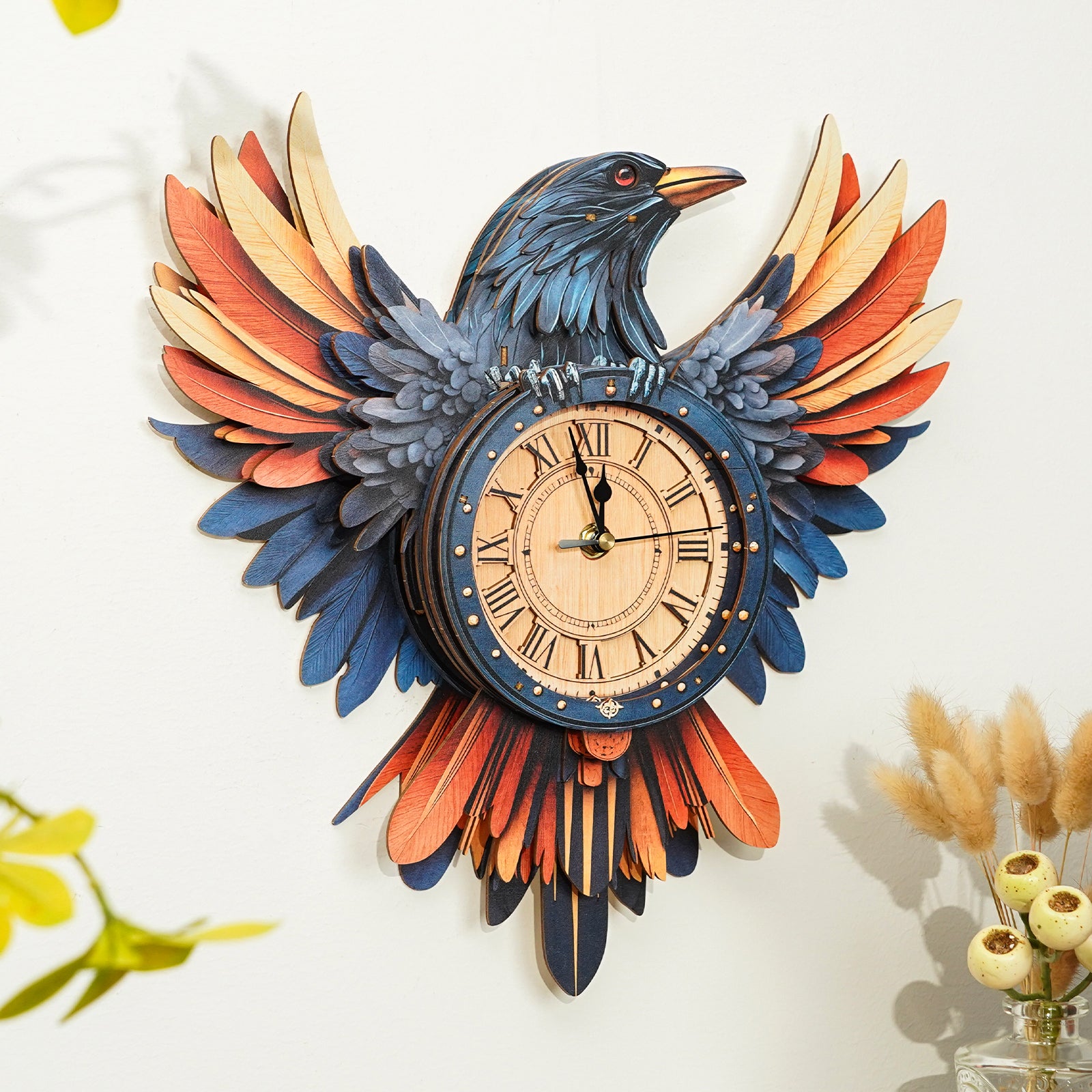 Raven DIY Wooden Clock, 3D Puzzle Craft Kit
