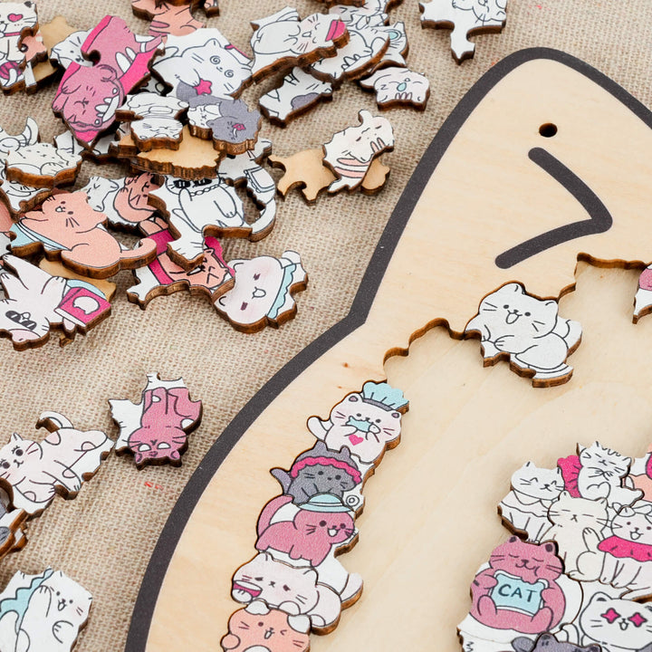Colorful Cat/Dog Shaped Wooden Jigsaw Puzzle