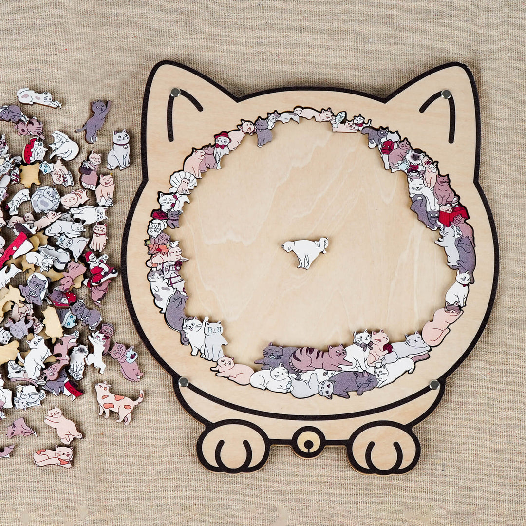 Colorful Cat/Dog Shaped Wooden Jigsaw Puzzle