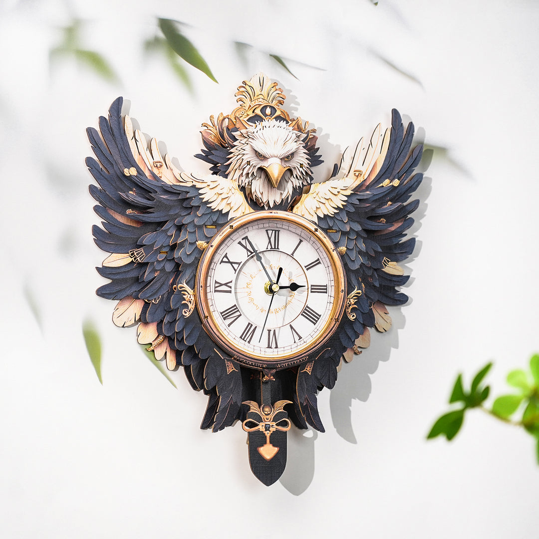Majestic Eagle DIY Wooden Clock, 3D Puzzle Craft Kit