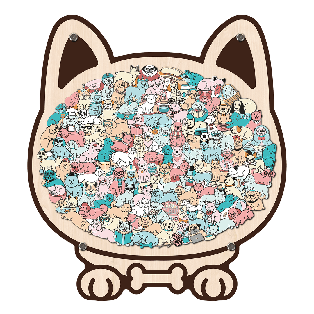 Colorful Cat/Dog Shaped Wooden Jigsaw Puzzle