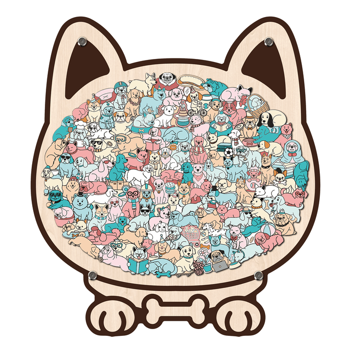 Colorful Cat/Dog Shaped Wooden Jigsaw Puzzle