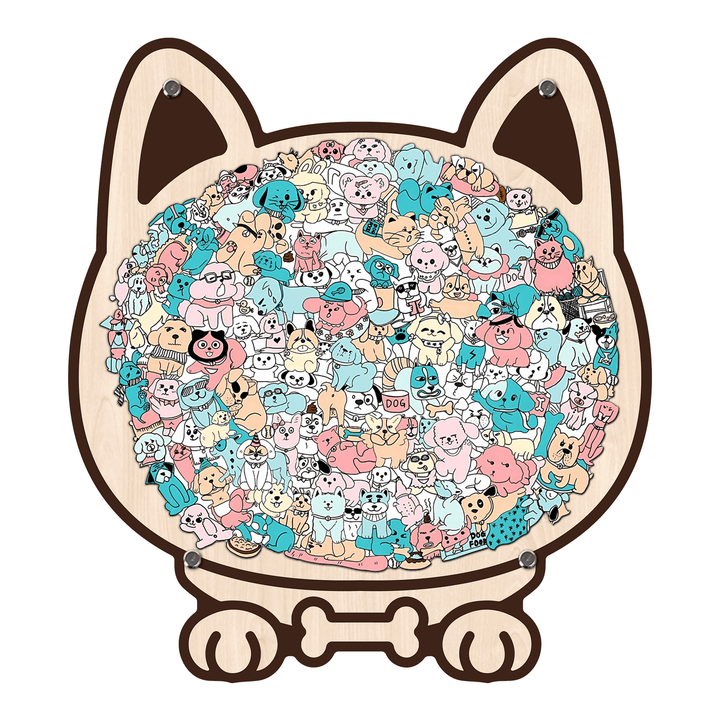 Colorful Cat/Dog Shaped Wooden Jigsaw Puzzle