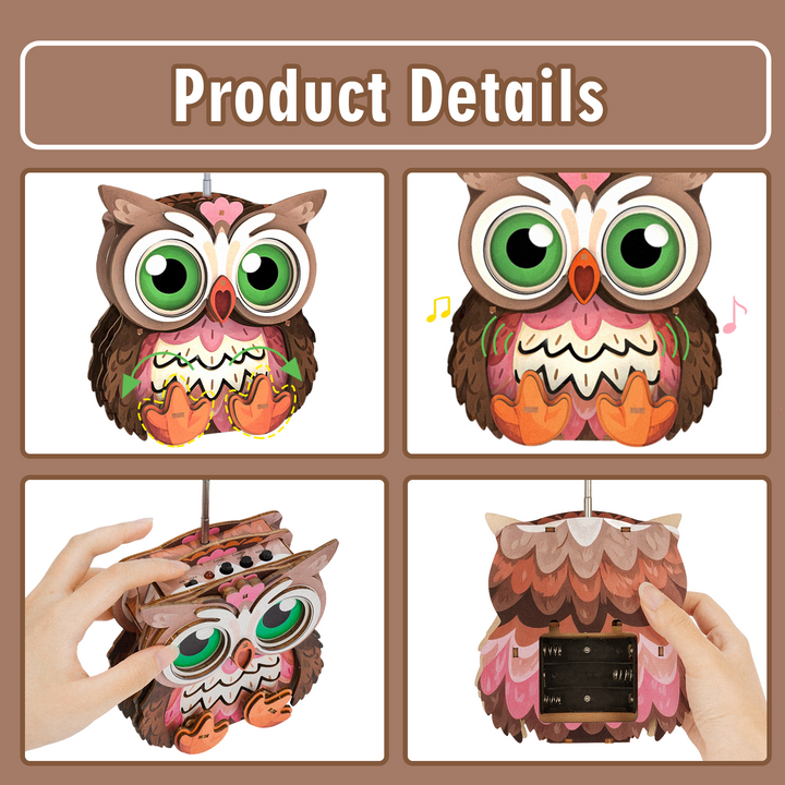 Baby Owl 3D Bluetooth Radio Speaker, STEM Wooden Puzzle Kit