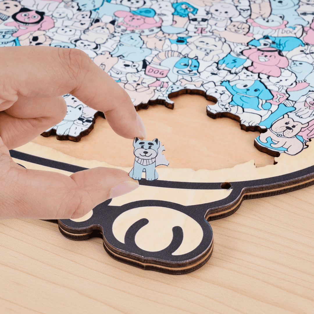 Colorful Cat/Dog Shaped Wooden Jigsaw Puzzle