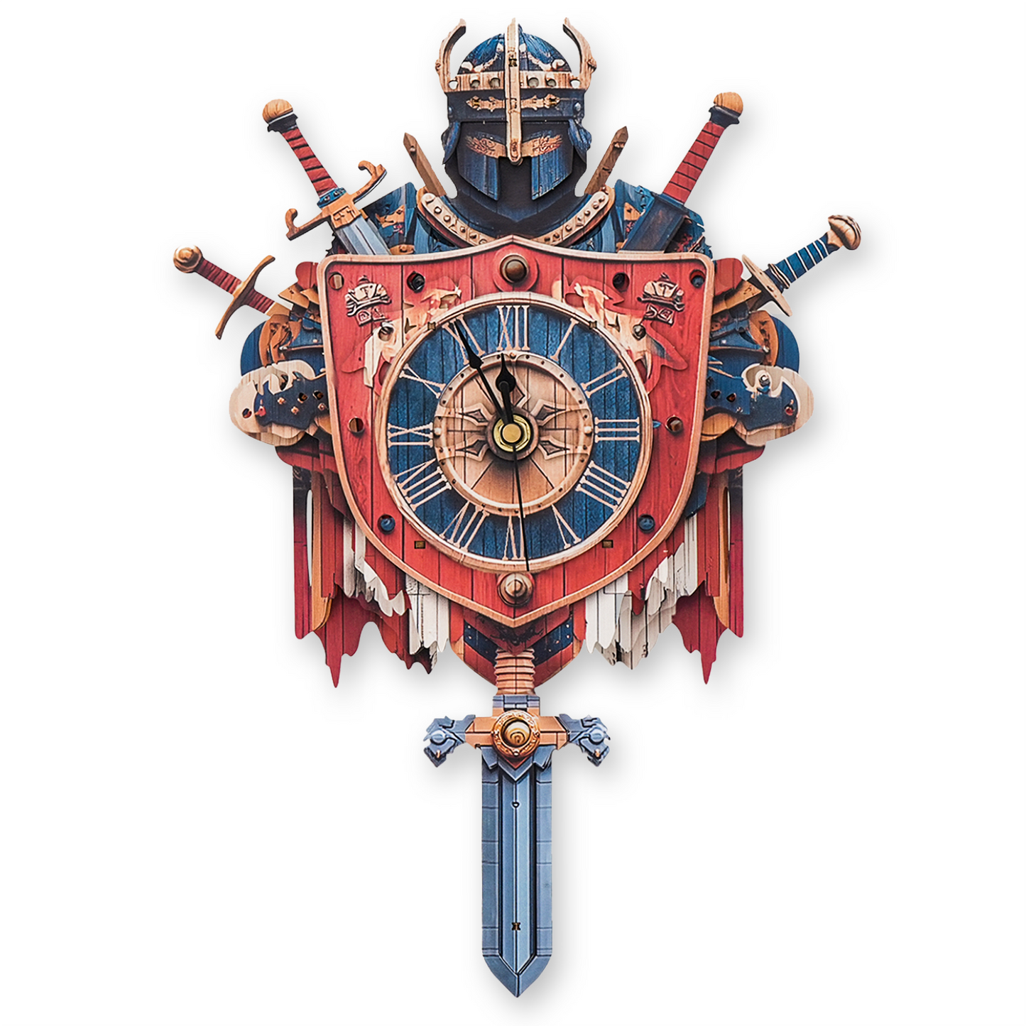 Fearless Knight 3D Wooden Puzzle Clock, Gift  for DIY Lovers, Home Decor