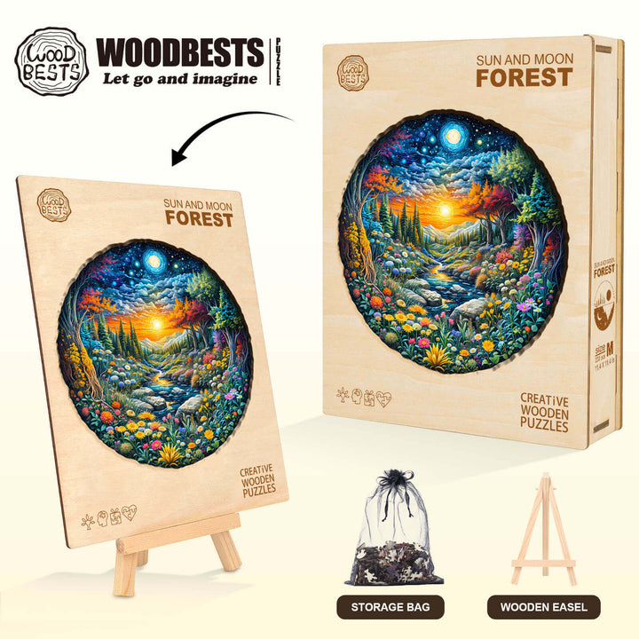 Sun and Moon Forest Wooden Jigsaw Puzzle