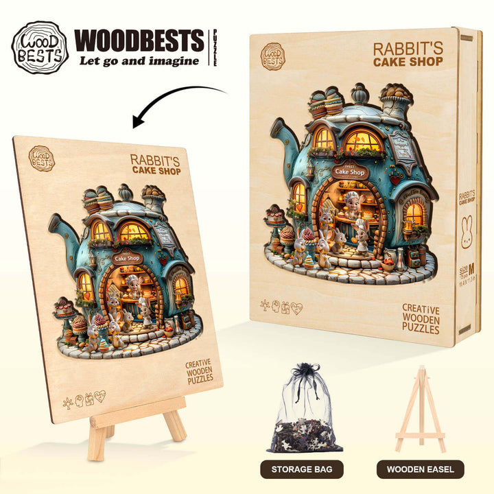 Rabbit's Cake Shop Wooden Jigsaw Puzzle