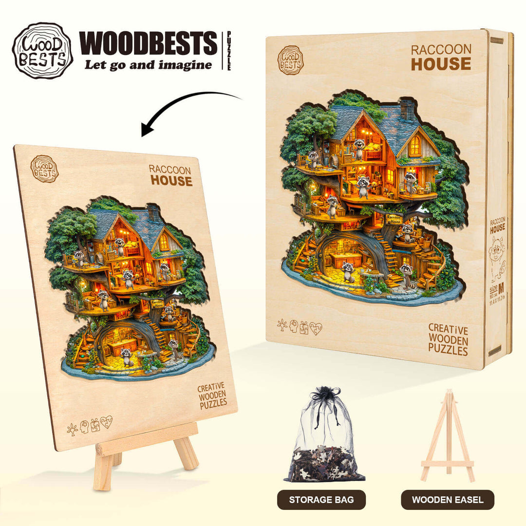 Raccoon House Wooden Jigsaw Puzzle