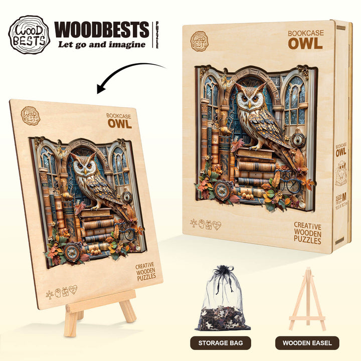 Bookcase owl Wooden Jigsaw Puzzle