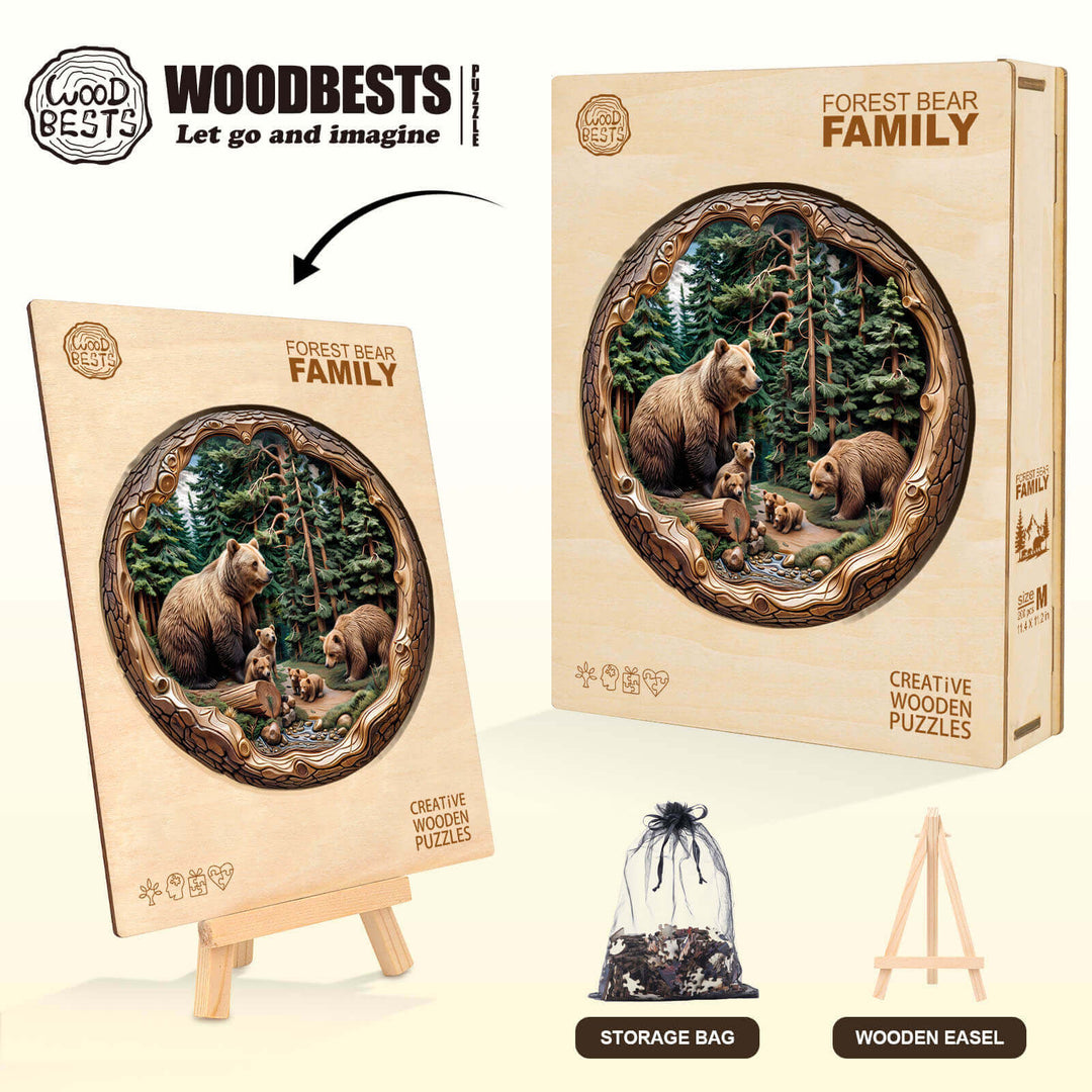 Forest Bear Family Wooden Jigsaw Puzzle