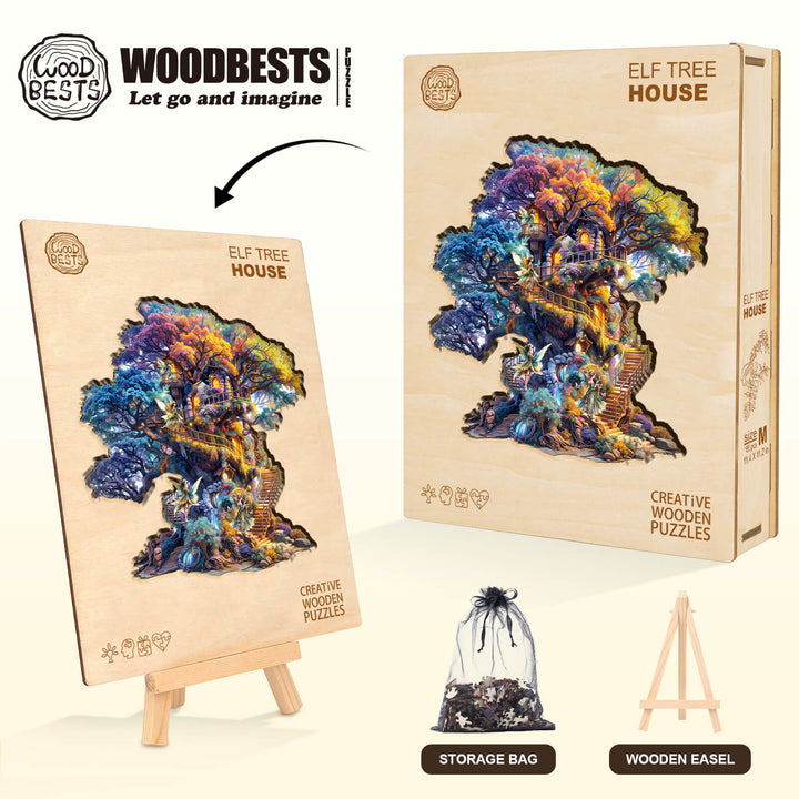 Elf Tree House Wooden Jigsaw Puzzle