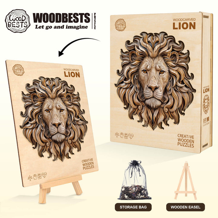 Woodcarved lion Wooden Jigsaw Puzzle