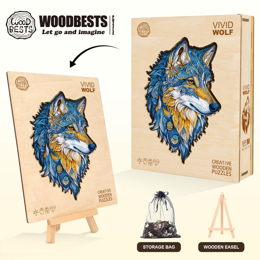 Vivid wolf Wooden Jigsaw Puzzle
