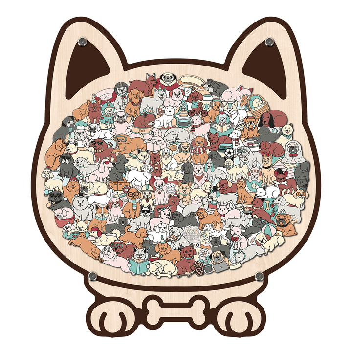 Colorful Cat/Dog Shaped Wooden Jigsaw Puzzle