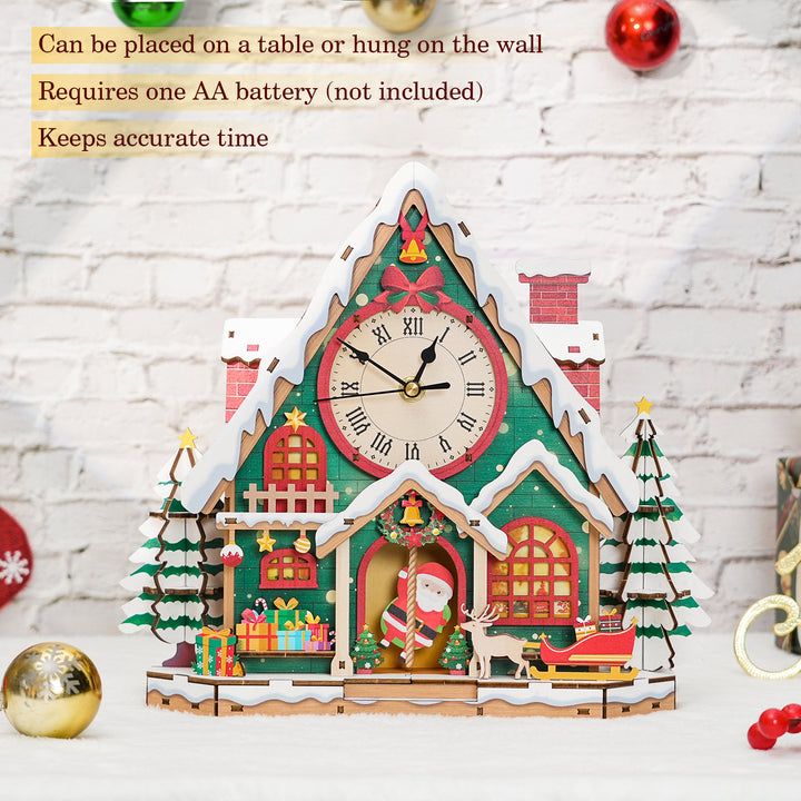 Christmas Wooden Puzzle Clock, DIY Craft Kit